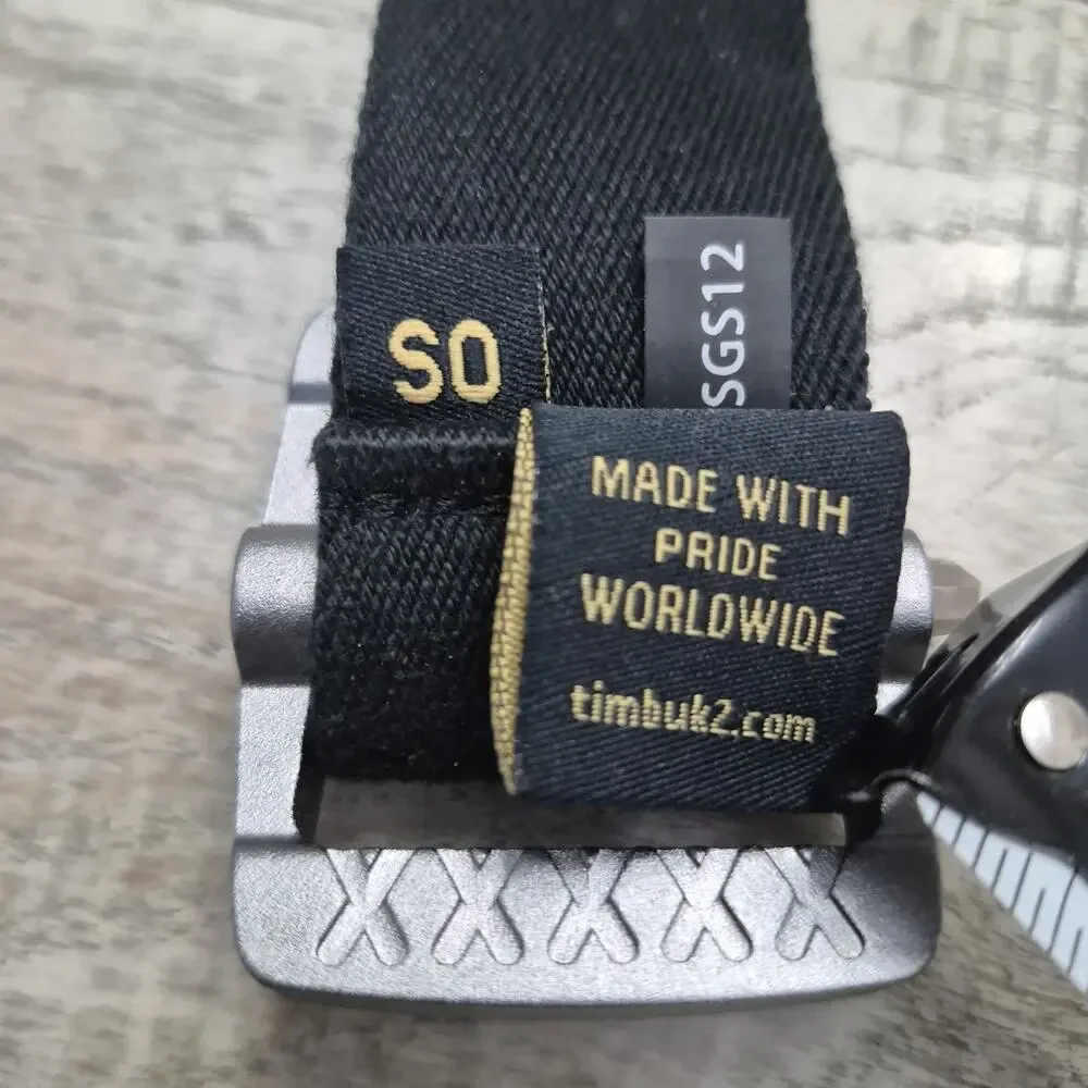 Timbuk2 Belt Canvas Black One Size Adjustable Unisex Metallic Nickel Buckle Logo